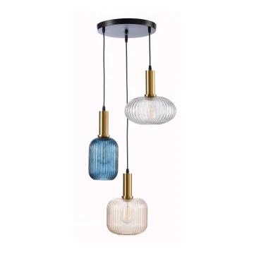 ONLI - Hanglamp aan een koord DOROTY 1xE27/22W/230V blauw/goud