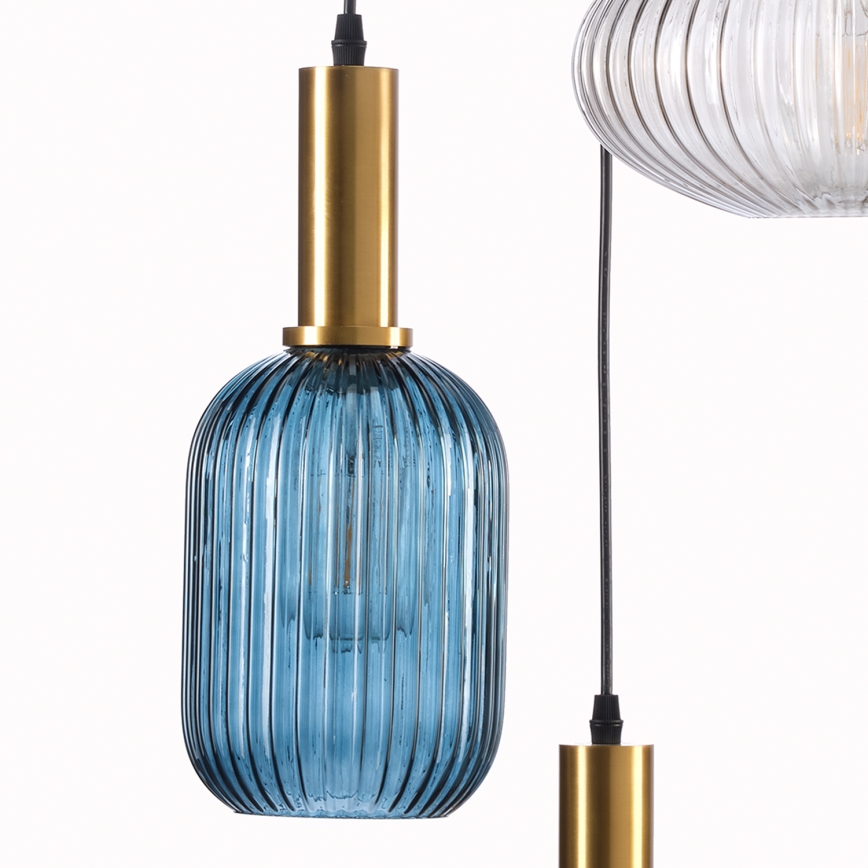 ONLI - Hanglamp aan een koord DOROTY 1xE27/22W/230V blauw/goud