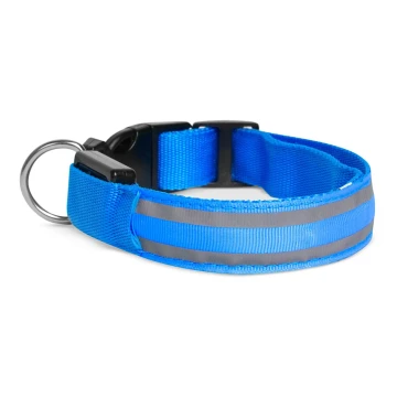 Oplaadbare LED Honden Halsband 40-48 cm 1xCR2032/5V/40 mAh blauw