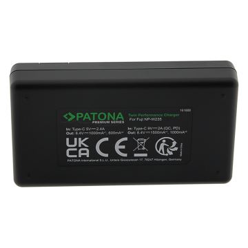 PATONA - Slimme oplader Dual Fuji NP-W235 + kabel USB-C 0,6m