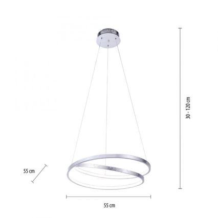 Paul Neuhaus 2472-21 - Dimbare LED hanglamp aan een koord ROMAN LED/30W/230V glanzend chroom