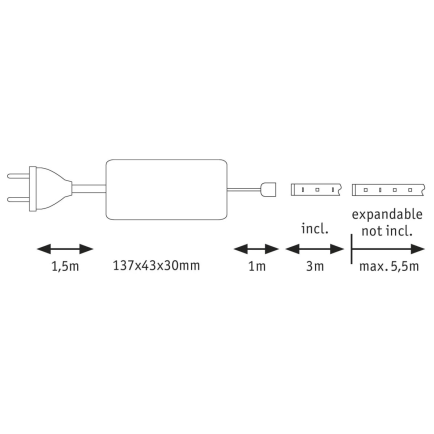 Paulmann 70666 - LED/20W IP44 Bathroom strip MAXLED 3m 230V