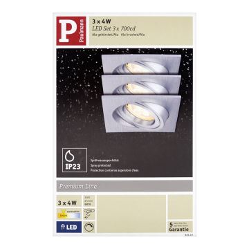 Paulmann 92619 - SET LED-GU10/4W Badkamer inbouwspot dimbaar PREMIUM LINE 230V