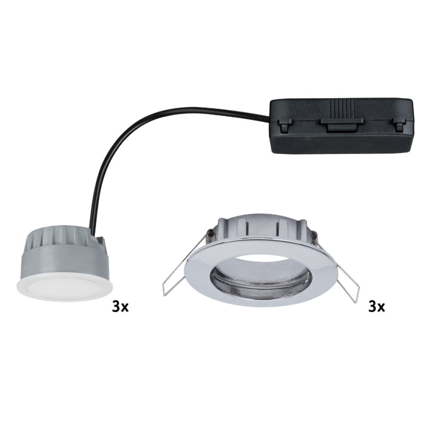 Paulmann 92829 - SET 3x LED/6,8W IP44 Dimbare Badkamer Inbouw Lamp COIN 230V