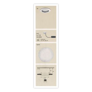 Paulmann 92829 - SET 3x LED/6,8W IP44 Dimbare Badkamer Inbouw Lamp COIN 230V