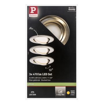 Paulmann 93483 - SET 3xLED/6,5W IP23 Dimbare badkamer inbouwlamp NOVA 230V