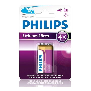 Philips 6FR61LB1A/10 - Lithium batterij 6LR61 LITHIUM ULTRA 9V 600mAh