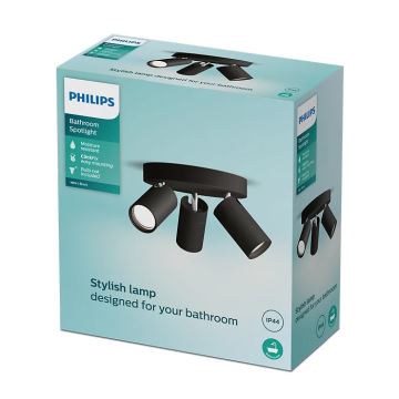 Philips - Badkamer spot IDRIS 3xGU10/5W/230V IP44 zwart