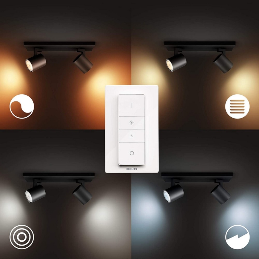 Philips - Dimbare LED Spot Hue RUNNER 2xGU10/4,2W/230V 2200-6500K + afstandsbediening zwart