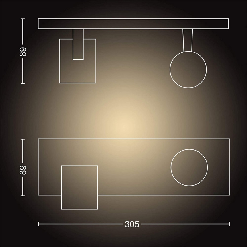 Philips - Dimbare LED Spot Hue RUNNER 2xGU10/4,2W/230V 2200-6500K + afstandsbediening zwart