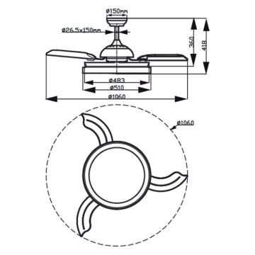 Philips-LED Plafondlamp met een ventilator LED/35W/230V 5500/4000/2700K + afstandsbediening goud