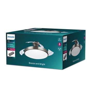 Philips-LED Plafondlamp met een ventilator BLISS LED/35W/230V 5500/4000/2700K nikkel + afstandsbediening