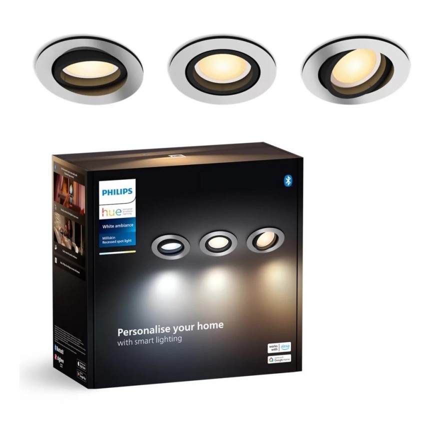 Philips - SET 3x Dimbare LED hangende plafond verlichting Hue MILLISKIN 1xGU10/4,2W/230 2200-6500K