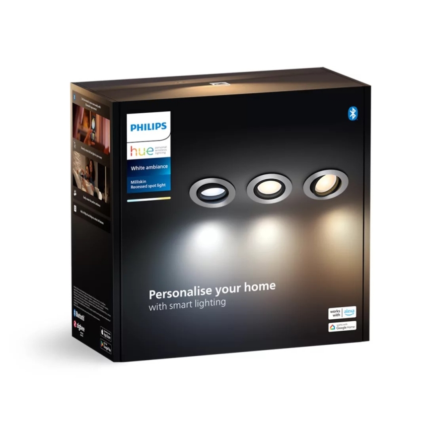 Philips - SET 3x Dimbare LED hangende plafond verlichting Hue MILLISKIN 1xGU10/4,2W/230 2200-6500K