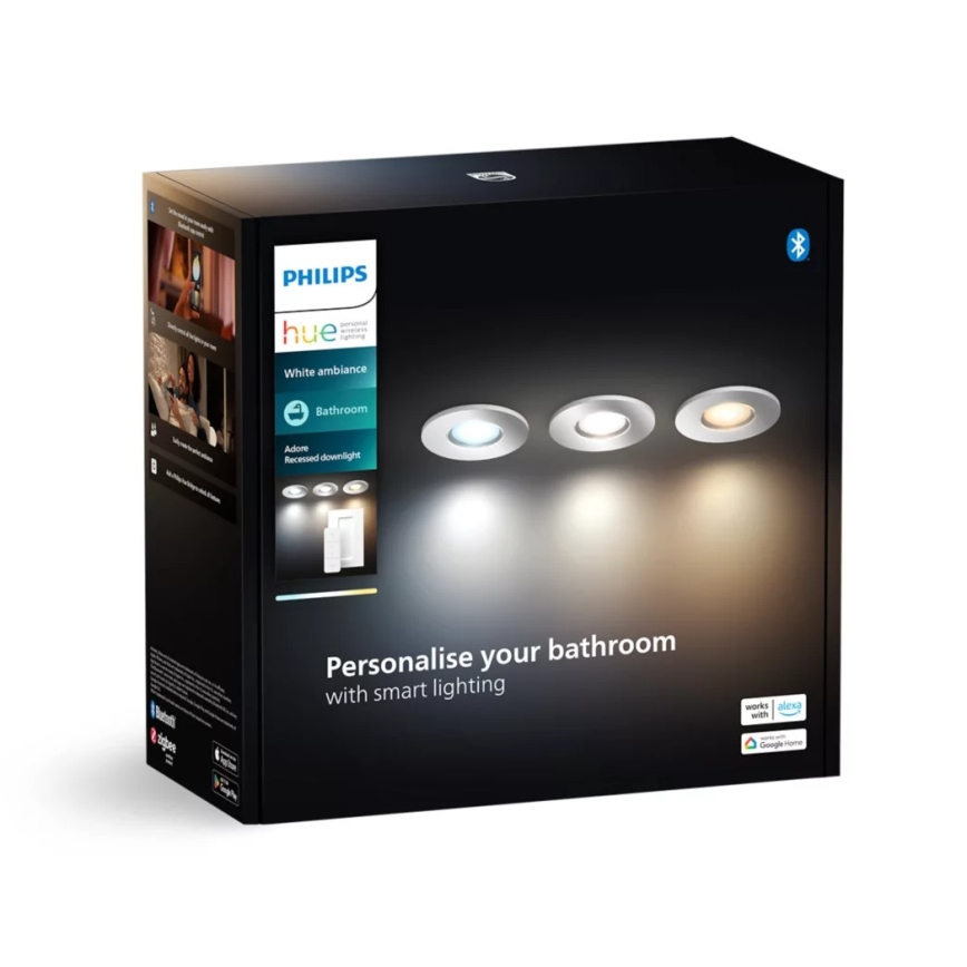 Philips - SET 3x LED dimbare badkamer inbouwspot Hue ADORE BATHROOM 1xGU10/4,2W/230V 2200-6500K IP44