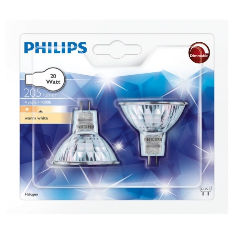 In het algemeen karton Namens Philips - SET van 2 Halogeenlampen GU5,3 / 20W / 12V | Lampenmanie