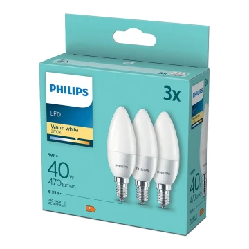 Philips - SET van 3 LED Lampen B35 E14 / 5W / 230V 2700K