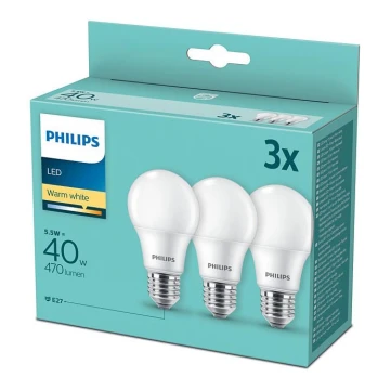 Philips Warm Witte LED Lampen 3stuks E27 / 5,5W / 230V 2700K