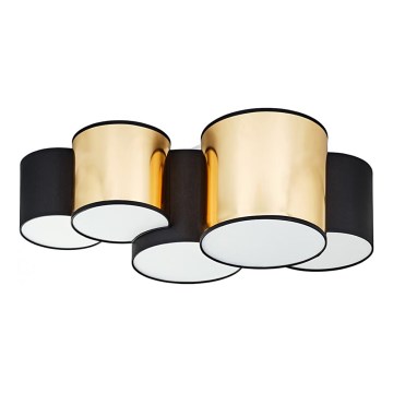 Plafond Lamp MONA 5xE27/15W/230V zwart/goud