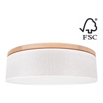 Plafondlamp BENITA 4xE27/25W/230V diameter 58 cm crème/eiken – FSC gecertificeerd