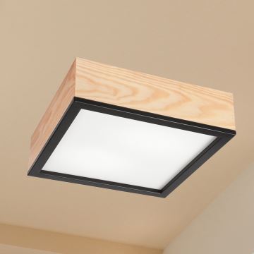 Plafondlamp NATURAL SQUARE 2xE27/15W/230V 31x31 cm Dennenboom/zwart
