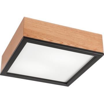 Plafondlamp OAK SQUARE 2xE27/15W/230V 31x31 cm eiken/zwart