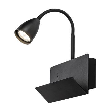 Rabalux - Wandlamp met plank en USB port 1xGU10/25W/230V zwart