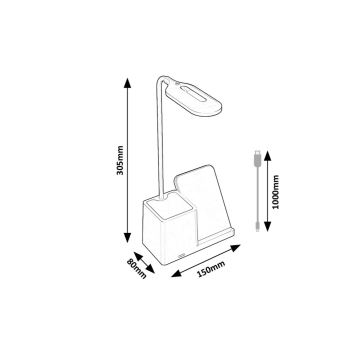 Rabalux - LED dimbare tafel lamp met draadloos opladen QI LED/4W/5V 3000/4000/6500K zwart