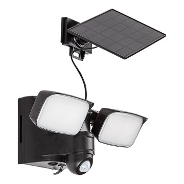 Rabalux - LED Solar wall flexible lamp met sensor en external panel 2xLED/5W/3,7V IP54 zwart