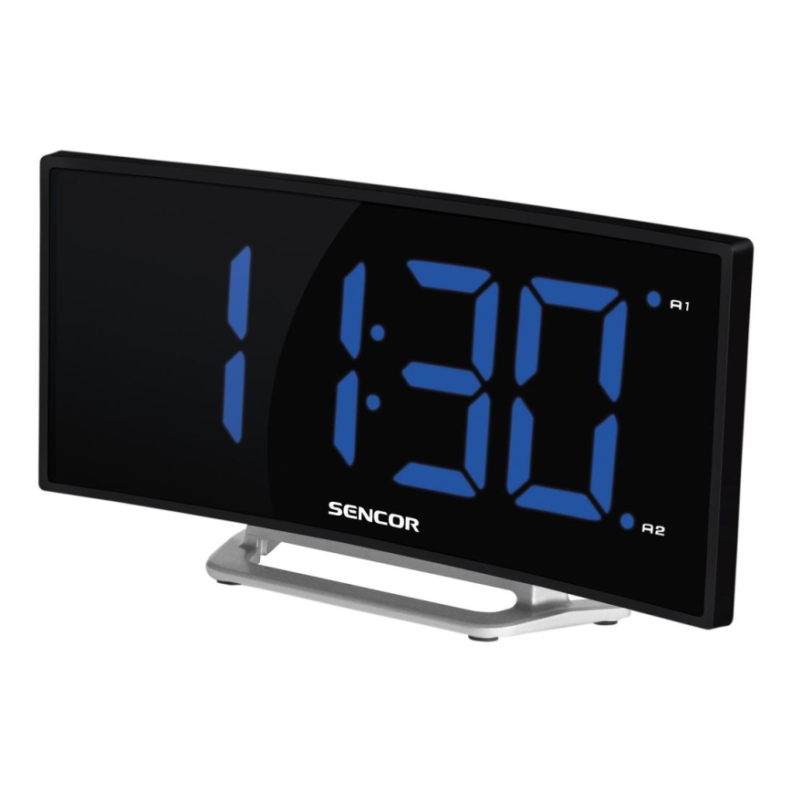 Sencor - Wekker met LED-display 1,5W/1xCR2032/5V zwart