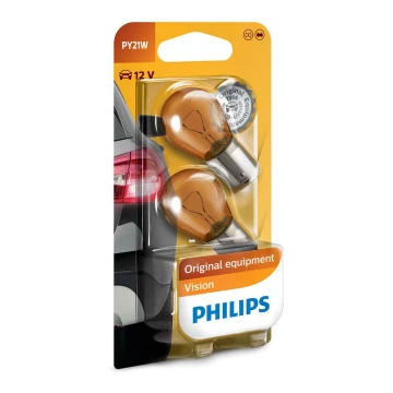 SET 2x Autolamp Philips VISION 12496NAB2 PY21W BAU15s/21W/12V