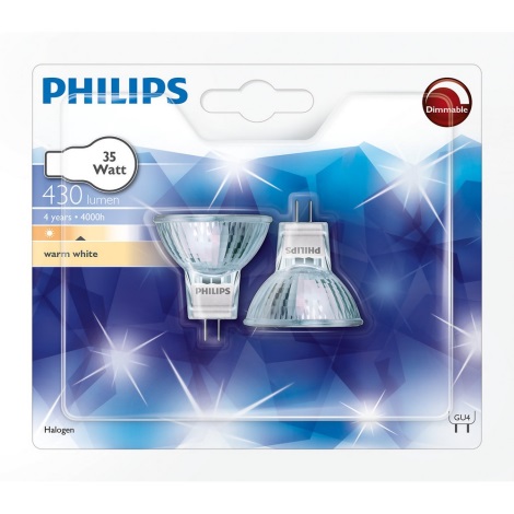afbreken ziekenhuis geduldig SET 2x Halogeenlamp Philips GU4/35W/12V | Lampenmanie