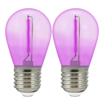 SET 2x LED Lamp PARTY E27/0,3W/36V paars
