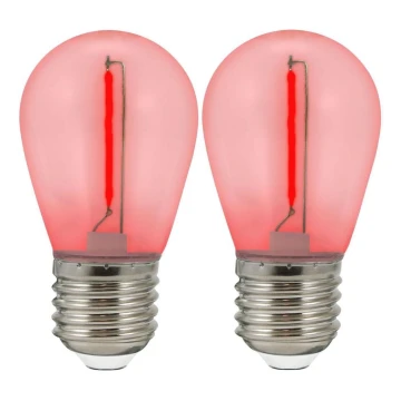 SET 2x LED Lamp PARTY E27/0,3W/36V rood