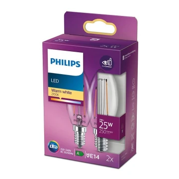 SET 2x LED Lamp VINTAGE Philips E14/2W/230V 2700K