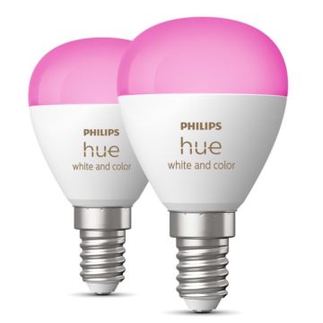 SET 2x LED RGBW dimbare lamp Philips Hue White And Color Ambiance P45 E14/5,1W/230V 2000-6500K