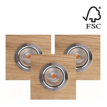 SET 3x LED Hang plafondverlichting VITAR 1xGU10/5W/230V CRI 90 eiken – FSC gecertificeerd