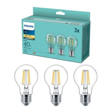 SET 3x LED Lamp VINTAGE Philips E27/4,3W/230V 2700K