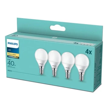 SET 4x LED Lamp Philips P45 E14/5,5W/230V 2700K