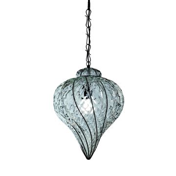 SIRU - Hanglamp aan een ketting GOCCIA 1xE27/60W/230V diameter 25 cm doorzichtig/bruin Venetiaans glas