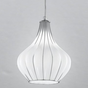 SIRU - Hanglamp aan een koord AURIGA 1xE14/40W/230V diameter 26 cm chroom/wit Venetiaans glas