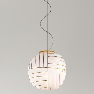 SIRU - Hanglamp aan een koord CARTESIO 1xE27/60W/230V goud/wit Venetiaans glas