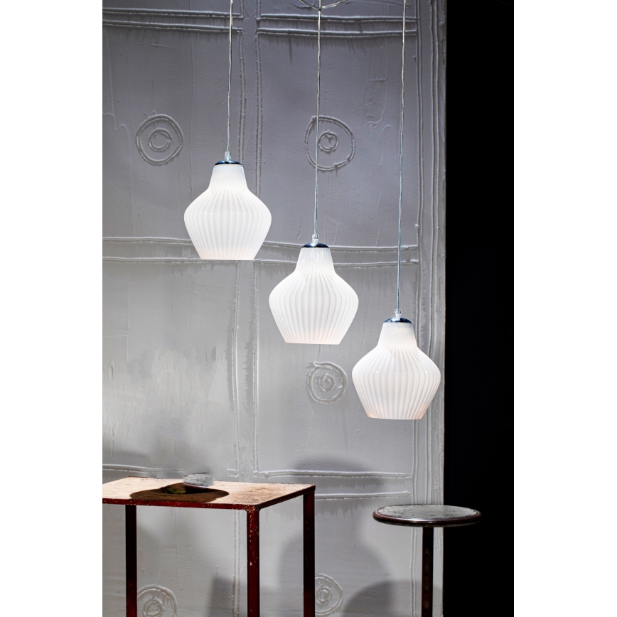 SIRU - Hanglamp aan een koord LONDON 1xE27/60W/230V wit/glanzend chroom Venetiaans glas