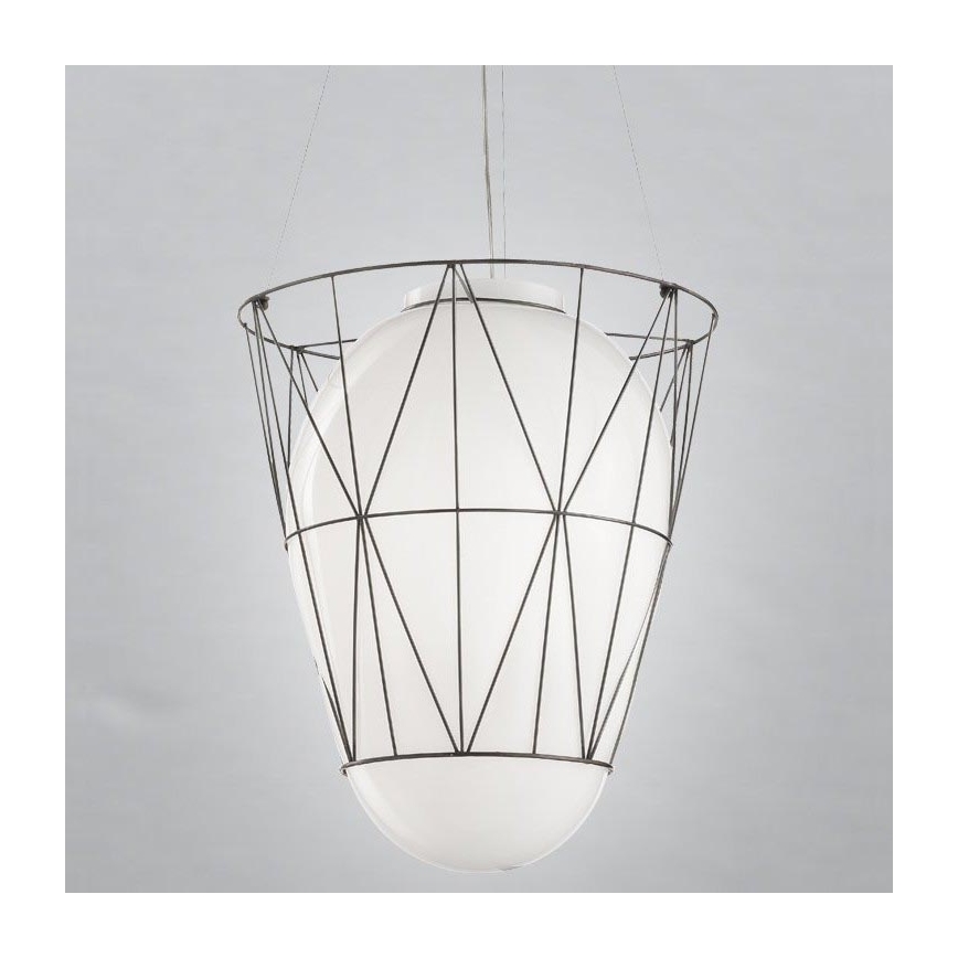 SIRU - Hanglamp aan een koord SEGNI 1xE27/60W/230V zwart/wit Venetiaans glas