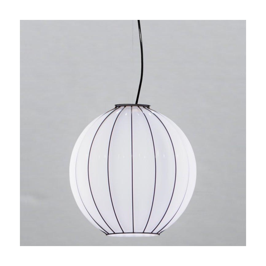 SIRU - Hanglamp aan een koord SFERA 1xE27/60W/230V diameter 32 cm zwart/wit Venetiaans glas