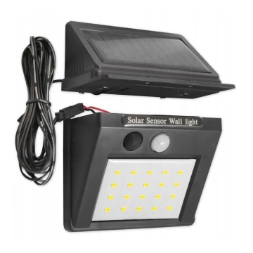 Solar LED Wand Lamp met Sensor en Extern Paneel LED/0,55W/3,7V IP65