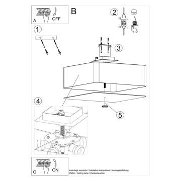 Plafond Lamp LOKKO 5x E27 / 60W / 230V 45 cm wit