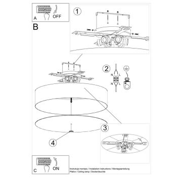 Plafond Lamp SKALA 6x E27 / 60W / 230V d. 70 cm wit