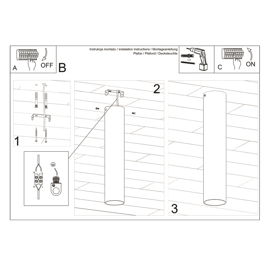 Spot LAGOS 1xGU10/10W/230V 30 cm zwart