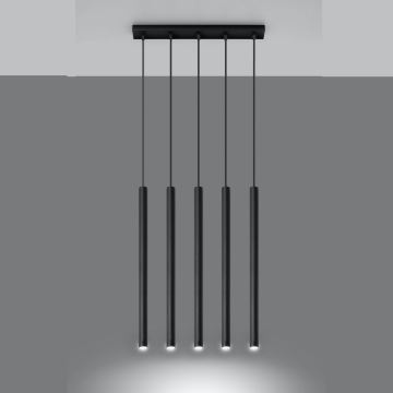 Hanglamp aan een koord PASTELO 5xG9/8W/230V zwart